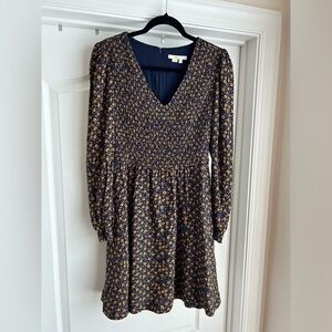 Boden V-Neck Smocked Dress Size US 4 
Gold Rush, Rambling Ditsy